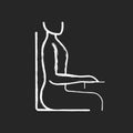 Upright sitting posture chalk white icon on black background