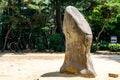 Upright stone locate on the hill around a Dolmen, bronze age tomb in Gimhae, South Gyeongsang province, South Korea