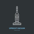 Upright vacuum cleaner flat line icon, logo. Vector illustration of household appliance for housework equipment shop or Royalty Free Stock Photo