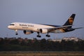 UPS Airlines plane approaching the airport Royalty Free Stock Photo