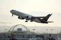 UPS Airlines plane taking off from Los Angeles Airport, LAX Royalty Free Stock Photo