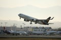 UPS Airlines plane taking off from Los Angeles Airport, LAX Royalty Free Stock Photo