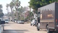 UPS brown truck, California city street USA. Postal service or delivery vehicle. Royalty Free Stock Photo