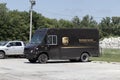 UPS delivery and transport trucks. UPS picks up, transports and delivers packages and parcels from all over the world