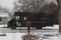 UPS Delivery Truck in the Winter delivering Packages Royalty Free Stock Photo