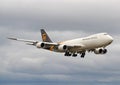 UPS Latest Boeing 747-8 Freighter Cargo airplane on final approach