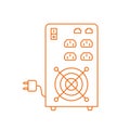 UPS. Uninterruptible power supply. Electrical apparatus. Input power source when mains power fails. Vector line. Open