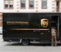 UPS van delivery parcel Germany Royalty Free Stock Photo