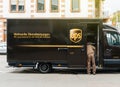 UPS van delivery parcel Germany Royalty Free Stock Photo