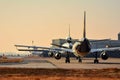 UPS A300 and a Western Global Airlines MD11F taxi out to the runway