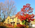 Upscale family house decorated with autumn foliage Royalty Free Stock Photo