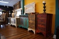 upscale furniture store, showcasing the latest trends and styles in upcycled furniture