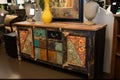 upscale furniture store, showcasing the latest trends and styles in upcycled furniture