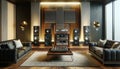 Upscale Home Audio Listening Room Audiophile Hi-fi Tower Speakers Media Components AI Generated Home Interior