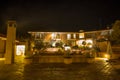 Upscale hotel and Inviting Courtyard and garden at night on Titikaka, Peru in South America
