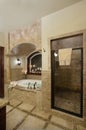 The bath tub and shower in an upscale residence bathroom Royalty Free Stock Photo