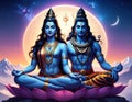 An artistic rendering of the Hindu god and goddess Shiva and Parvati. Generated image Royalty Free Stock Photo