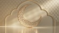 Elegant Golden Crescent Moon with Ornate Islamic Design Royalty Free Stock Photo