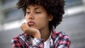 Upset afro-american woman portrait, racial discrimination problem, bullying Royalty Free Stock Photo