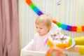 Upset baby on celebration of first birthday Royalty Free Stock Photo