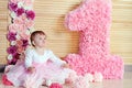 Upset baby girl, first birthday Royalty Free Stock Photo