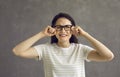 Portrait of a funny upset depressed young woman crying and looking at the camera Royalty Free Stock Photo