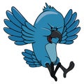 Upset Blue Flying Bird Color Illustration Design