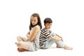 Upset brother and sister together Royalty Free Stock Photo