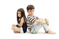Upset brother and sister together Royalty Free Stock Photo