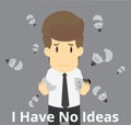 Upset cartoon businessman broken light bulb, as a crash of idea