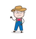 Upset Cartoon Farmer Worker Face Expression