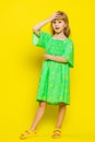 Upset child girl kid making face palm gesture, feeling bored, disappointed in result, bad news Royalty Free Stock Photo