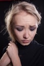 Upset crying woman. tragic expression. Royalty Free Stock Photo