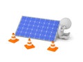 Upset 3D Character with Solar Panel Under Maintenance Royalty Free Stock Photo