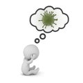 Upset 3D Character Thinking About a Virus Royalty Free Stock Photo