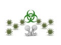 Upset 3D Characters with Viruses and a Biohazard Symbol Royalty Free Stock Photo