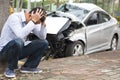 Upset driver After Traffic Accident Royalty Free Stock Photo