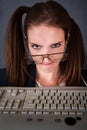 Upset Female Computer Nerd Royalty Free Stock Photo