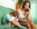 Upset female and little girl Royalty Free Stock Photo