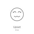 upset icon vector from emoji collection. Thin line upset outline icon vector illustration. Outline, thin line upset icon for