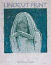 Young girl in a sad posture expresses despair. Teenage depression illustration