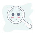 Upset magnifying glass, cute not found symbol and unsuccessful s