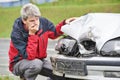 Upset man after car crash Royalty Free Stock Photo