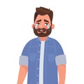 Upset man crying. Resentment and pain. Vector illustration