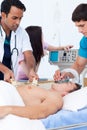 Upset medical team resuscitating a patient Royalty Free Stock Photo