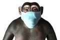 Upset monkey in a mask holding his head, conceptual 3D illustration