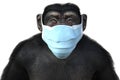 Upset monkey in a mask holding his head, conceptual 3D illustration