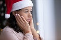 Upset biracial woman feel lonely on Christmas holidays