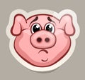 Upset pig sticker Royalty Free Stock Photo