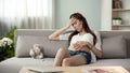 Upset pregnant woman crying upset, hormonal imbalance emotional problems
